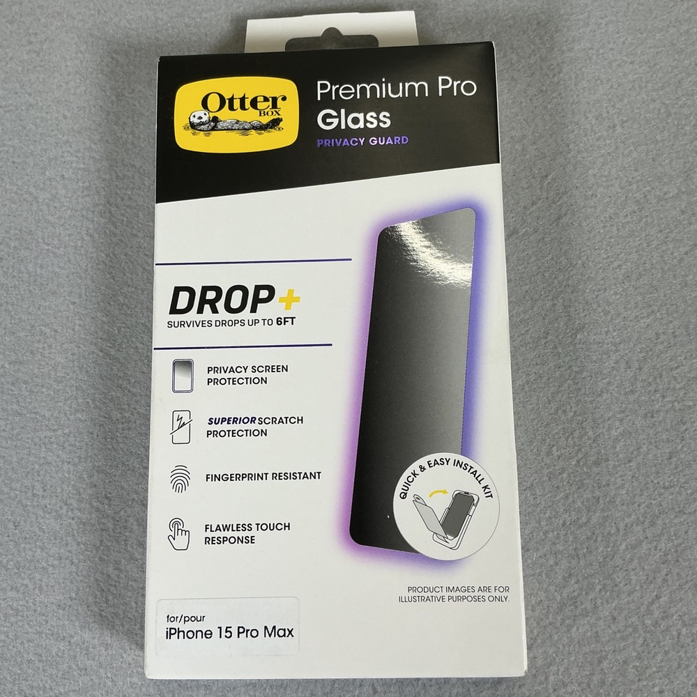 OtterBox Premium Pro Glass Privacy Guard iPhone 15 Pro Max Screen Protector New